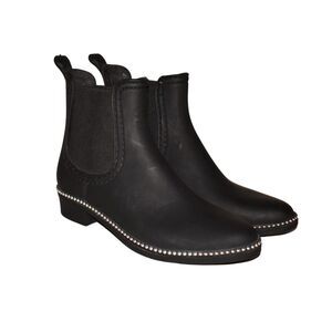 CATHERINE MALANDRINO $70 Sirine‎ Studded Rain Boot Black Size 8